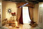 Фото штор из хлопка с ламбрекеном (сборка) для гостиной (выставочный вариант)